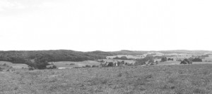 Abb.1: Blick von Norden auf einen Teil des Nutscheidrückens zwischen Euelsheide (l) und Goldberg (r)